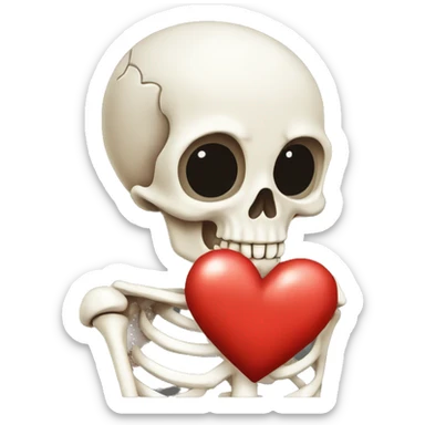 Skeleton with a heart ￼ sticker