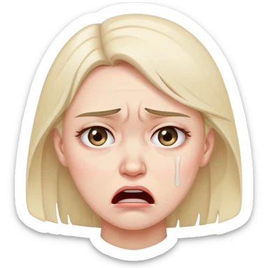 angry and sad crying woman who avoid the communication sticker
