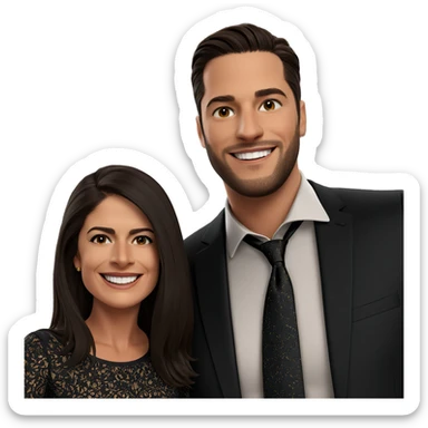 smiling couple in formal attire sticker