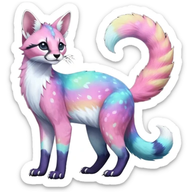 Colorful nebulae nebula starry galactical shiny tropical pale light fruity pastel white glorious iridescent divine exotic cute cool beautiful realistic antasy-caracal-civet-genet-sergal-vernid-Cacomistle-Trico-oncilla-animal-Fakémon-hybrid-fursona (full body) sticker