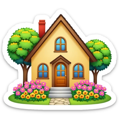 House with flowers in the front yard sticker