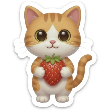 Cat strawberry cute sticker