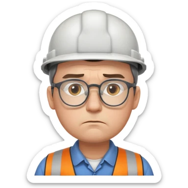 engineer with glasses looking really sad sticker