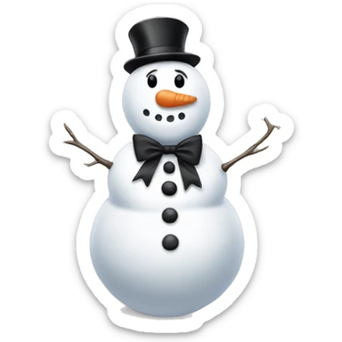 Snowman with a black bow sticker