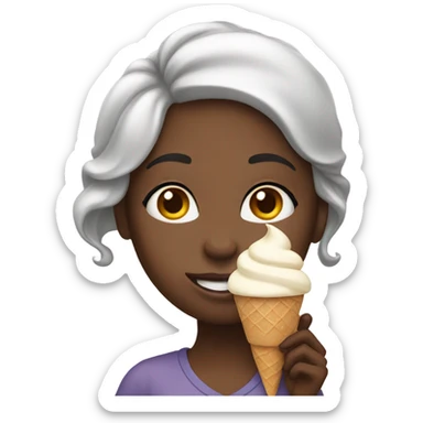 Black girl with ice cream in her hand sticker