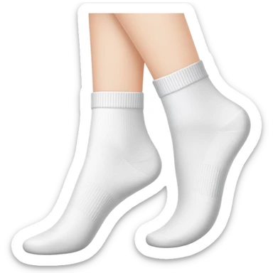 bottom view of feminine feet in white ankle socks showing soles sticker