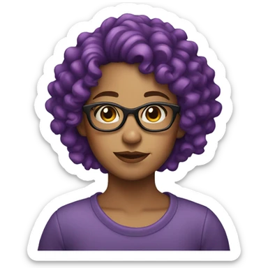  girl in glasses with purple curly hair sticker