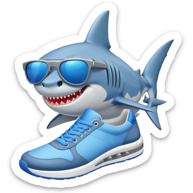 Cool shark with sunglasses and blue sneakers sticker