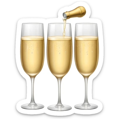 three tier tower of champagne coup glasses sticker