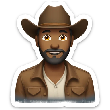 Man with a brown beard in a cowboy hat sticker
