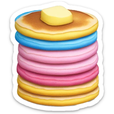 Pan cakes in blue, yellow, and pink stack   sticker
