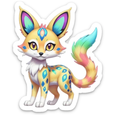 Colorful Meloetta-Sergal-Serval-Genet-Pokémon-Digimon-Fakémon-fusion-hybrid-creature sticker