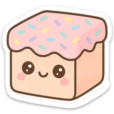 cute box with colorful sprinkles, smiling face, pastel colors, kawaii style sticker