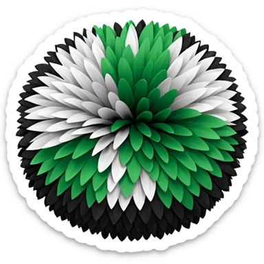 Green, black and white cheer pompom  sticker