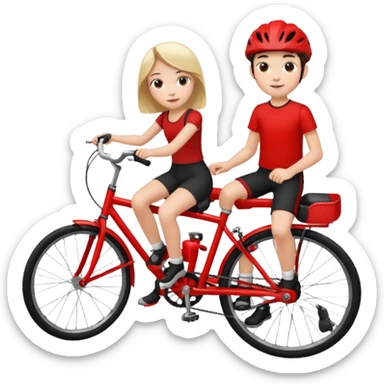 1 girl seating be side of boys bike sticker