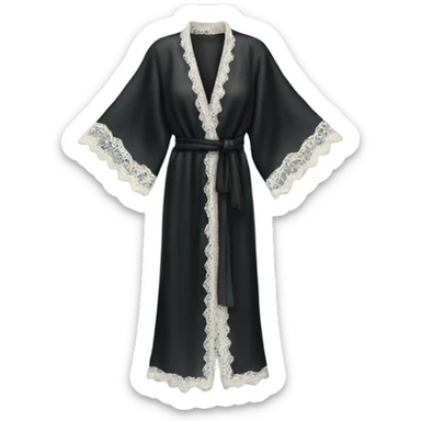 black silk robe with lace sticker