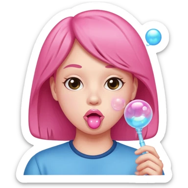 a person who blows gum bubble sticker
