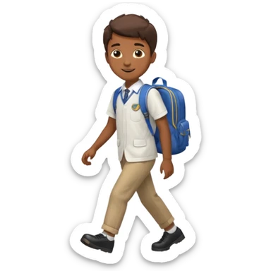 Boy walking to  in  uniform and backpack, full body sticker