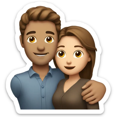Man hug woman with brown hair  sticker