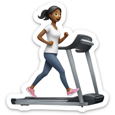 Lady walking on a treadmill  sticker