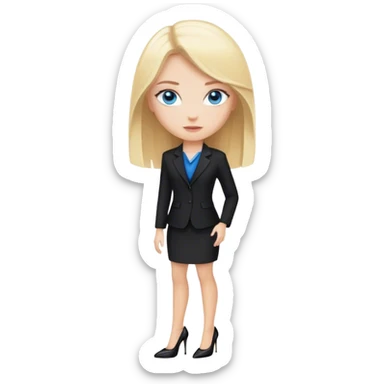 A blond girl blue eyes, Business Outfit, wearing black high heels  sticker