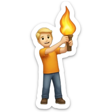 a white man raising torch or flame sticker