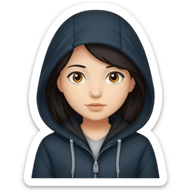 girl with a hood on with dark hair sticker