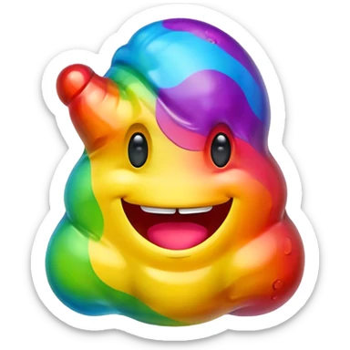 a rainbow gummy poop emoji monster sticker