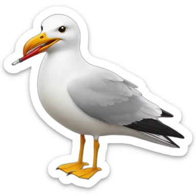 Seagull smoking a sigaret while holding a glass of beer sticker