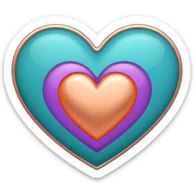 I need a teal, orange , purple, and rose gold Heart emoji that looks like a cartoon  sticker