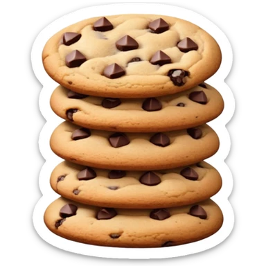 ultra realistic stack of chocolate chip cookies sticker