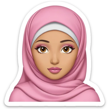 pretty lightskin pink hijabi baddie with makeup sticker