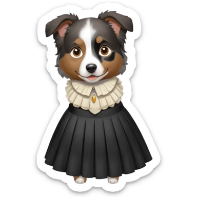 berger australien noir et blanc avec une jupe sticker