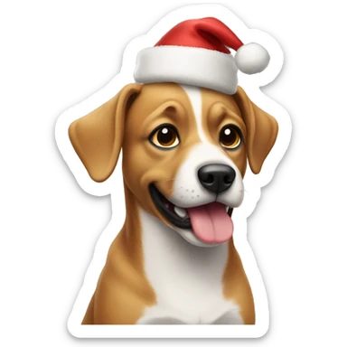 Dog with christmas cap sticker