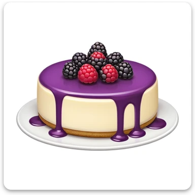 classic emoji style minimalistic blackberry cheesecake with blackberry sauce sticker