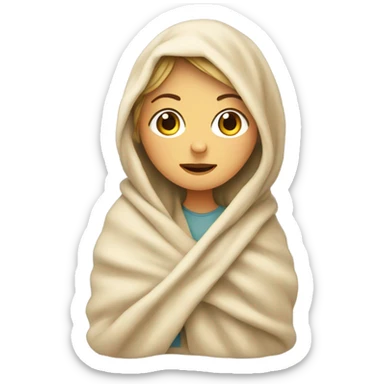 caucasian girl wrapped in blanket sticker