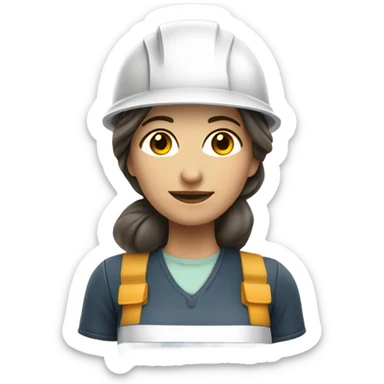 ingeniera mujer con casco blanco de piel clara y cabello rubio  sticker