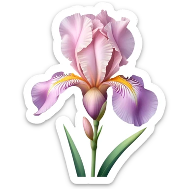 single Soft Pink Iris, straight stem sticker