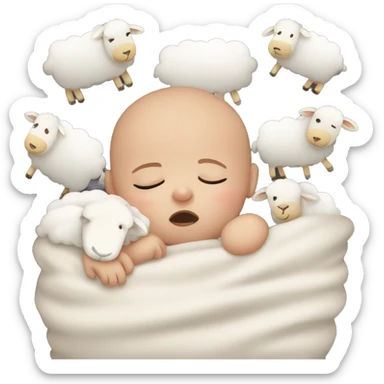 sleeping baby counting sheep sticker