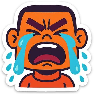 angry and crying face in vibrant toon style sticker
