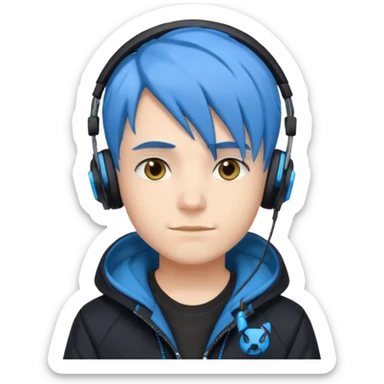 Boy gamer with headset, blue hair, black jacket, 











 sticker