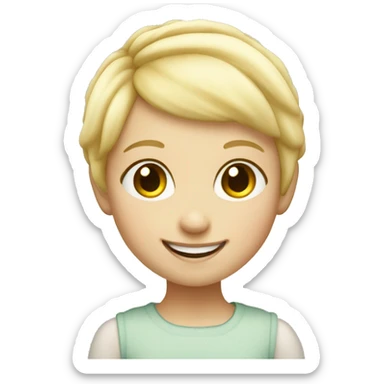 Blonde micro pixie girl smiling sticker