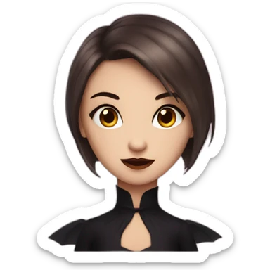 vampire girl with very short brown hair, stars on her eyes, claws sticker