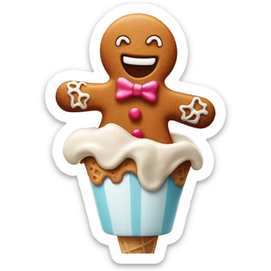 Ice cream with gingerbread man sticker
