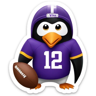 Penguin wearing Minnesota Vikings jersey sticker