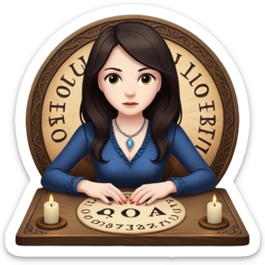 Sarah winchester, the Winchester fortune heiress, sitting att a ouija board sticker