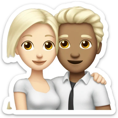 A black-haired white men hugs white blonde hair women sticker