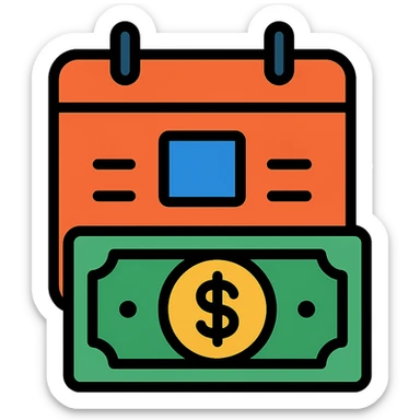 payroll icon with money and calendar, clean and easy to recognize sticker