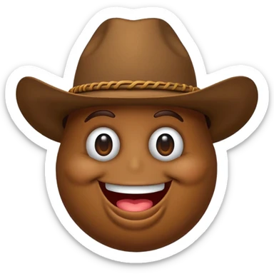 Poop emoji wearing a cowboy hat sticker