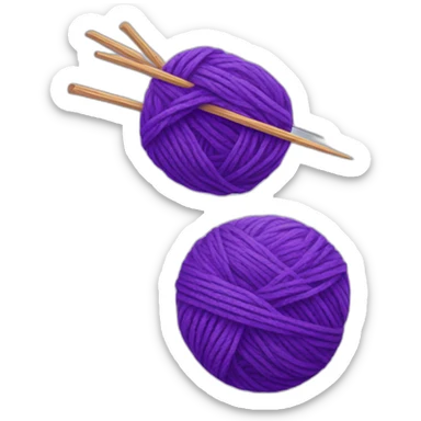 Ball of purple yarn and needles sticker